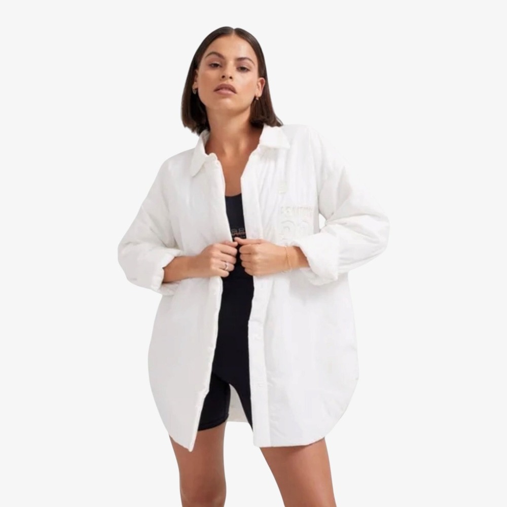 P.E Nation Interval Oversized Button Down Blouse in White Women's Size M NWT